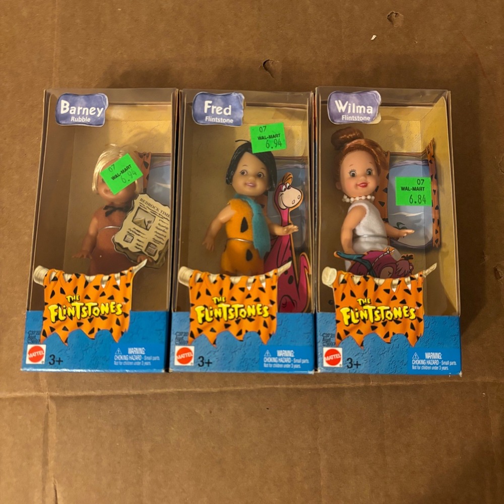 Mattel Kelly The Flintstones Doll Set Fred Wilma Barney Rubble 2003 C3697 NIB